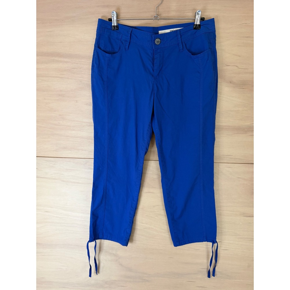 DKNY Jeans Womens Blue Cropped Tie Hem Pants Size 4 Cobalt Capris